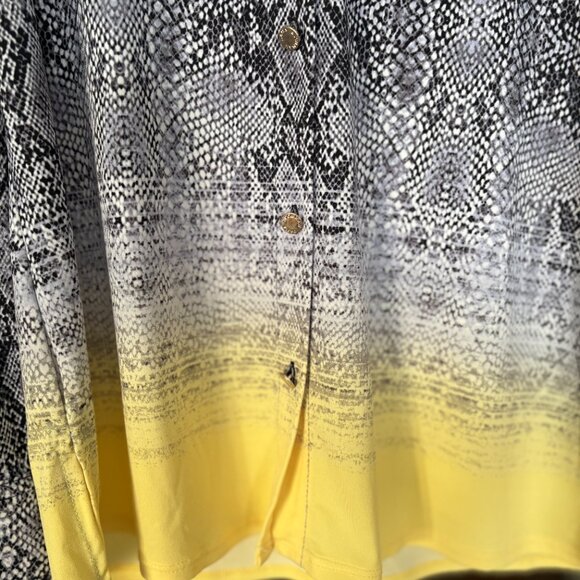 Dana Buchman Long Sleeve Blue/White/Yellow Top. Size S - Picture 3 of 9